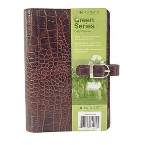 New DAY TIMER Planner & Inserts 5x8 Brown CROC EMBOSSED LEATHER Binder